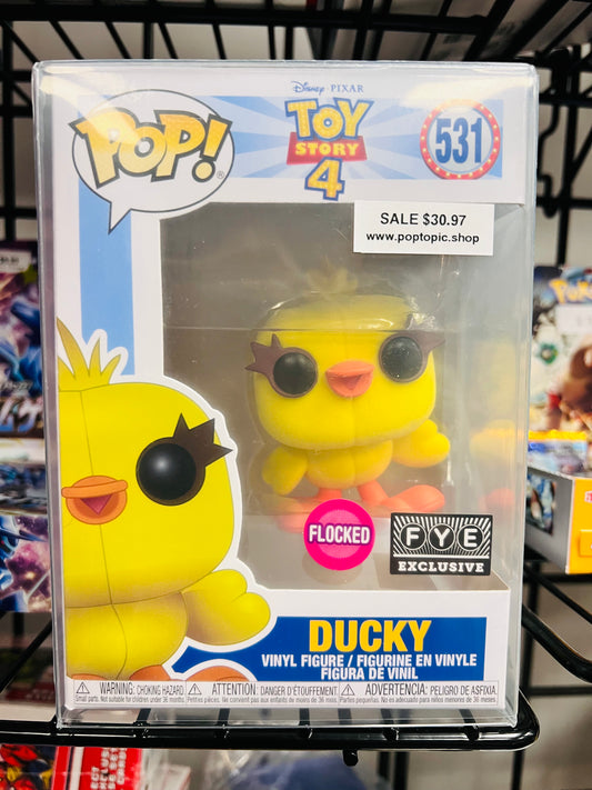 Funko Pop! Disney Pixar Toy Story 4 Ducky 531 Flocked FYE Exclusive + Free Protector