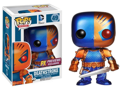Funko Pop! DC Comics - Deathstroke 49 PX Previews Exclusive (Metallic) + Free Protector (VAULTED)