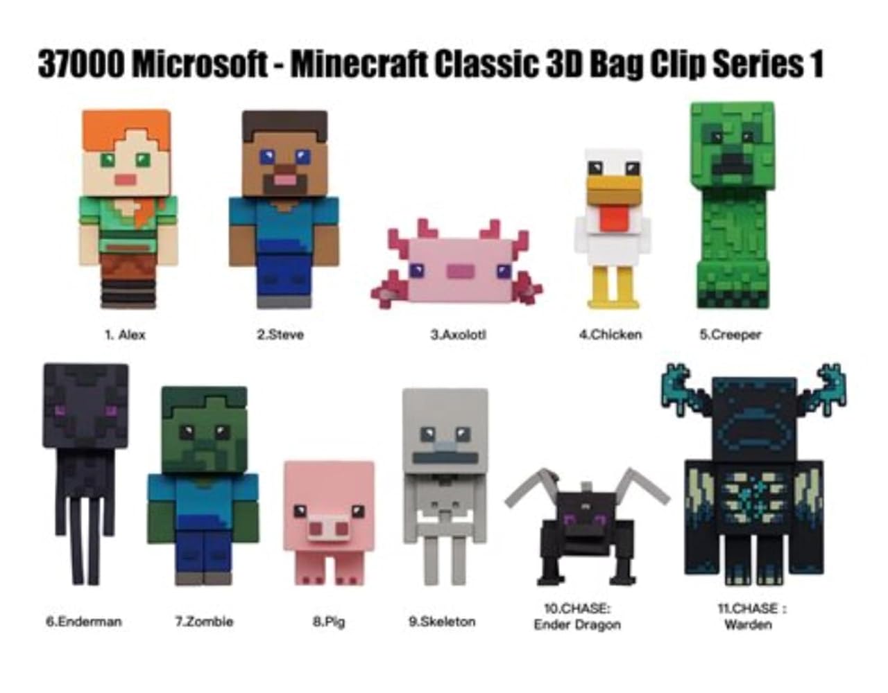 Minecraft Series 1 Mystery 3D Foam Figural Bag Clip (One Variation Chosen at Random)