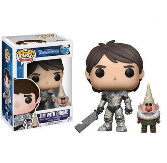 Funko Pop! DreamWorks Troll Hunters - Jim with Gnome 466 + Free Protector (slight box ware) (VAULTED)