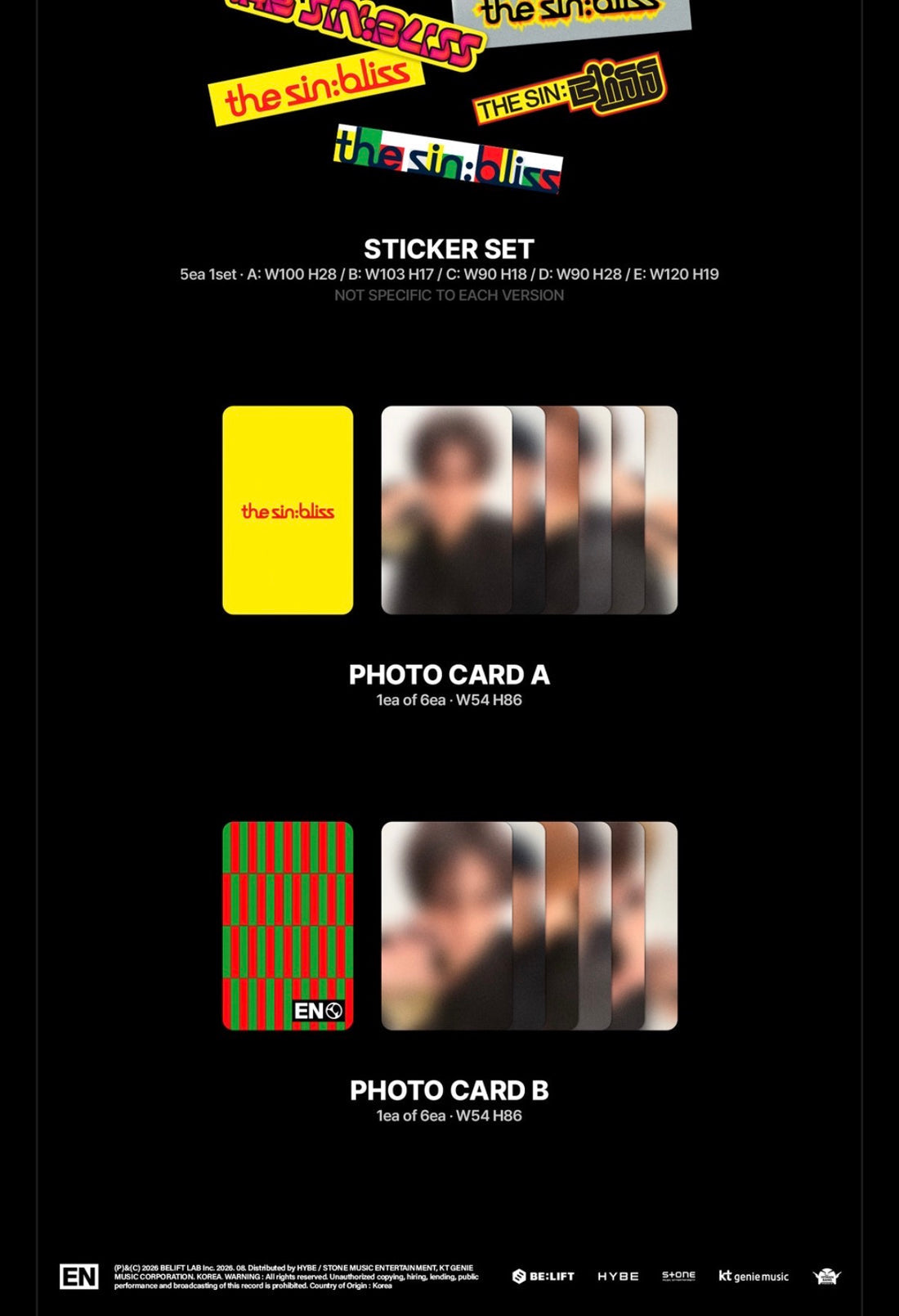 (PRE-ORDER) K-POP ENHYPEN - THE SIN: BLISS (4 VERSIONS) RANDOM