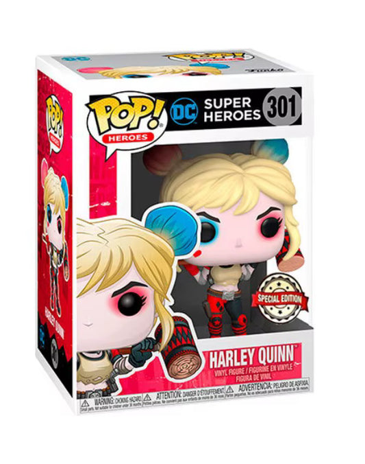 Funko Pop! DC Super Heroes - Harley Quinn 301 Special Edition + Pop Protector