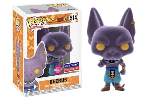 Funko Pop! Dragon Ball Super : Beerus 514 Flocked Funimation Exclusive (VAULTED) + Free Protector