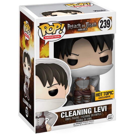 Funko Pop! Attack on Titan Cleaning Levi 239 Hot Topic Exclusive + Free Protector