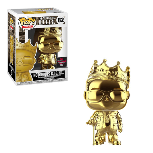 Funko Pop! The Notorious BIG - Notorious B.I.G (gold chrome) with Crown 82 Toy Tokyo 20th Anniversary Exclusive + Free Protector