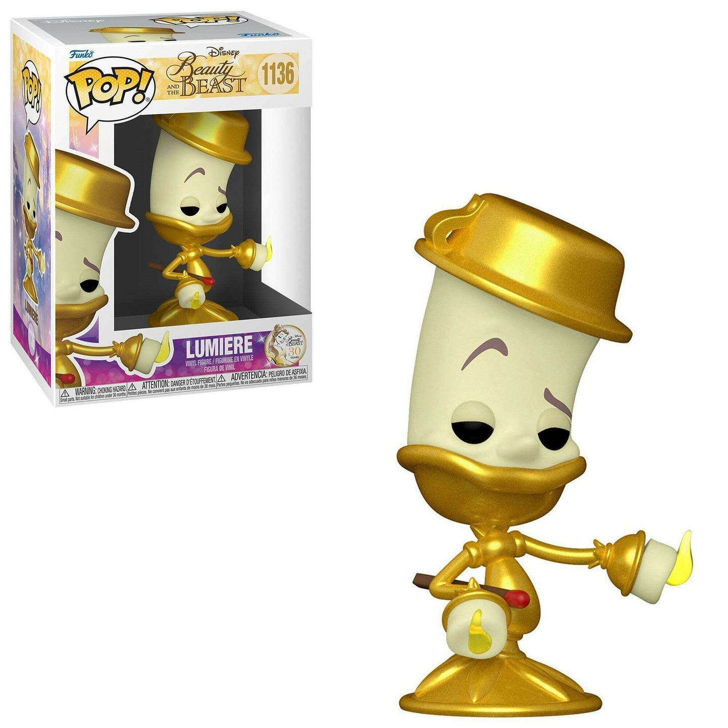 Funko Pop! Disney Beauty and the Beast 30 Years Lumiere 1136 + Free Protector