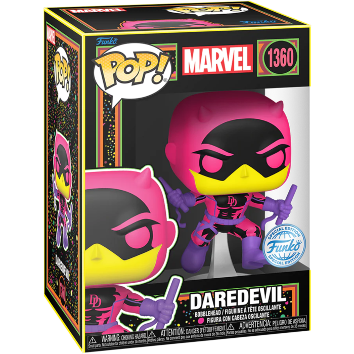 Funko Pop! Marvel Daredevil Blacklight 1360 Funko Special Edition + PoP Protector