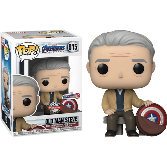 Funko Pop! Marvel Avengers End Game #915 - Old Man Steve Special Edition Year of the Shield + PROTECTOR!