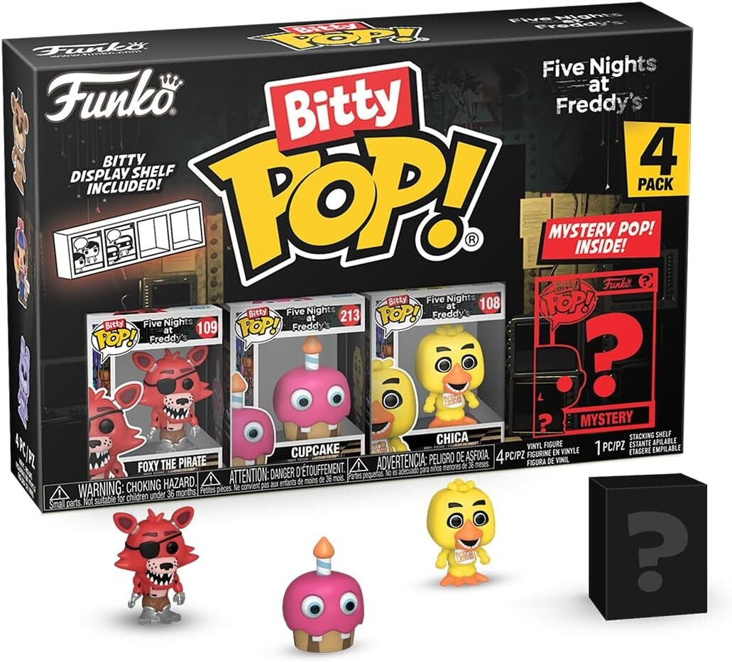 Funko Bitty Pop!: Five Nights at Freddy's (FNAF) Mini Collectible Toys 4-Pack - Foxy, Cupcake, Chica & Mystery Chase Figure