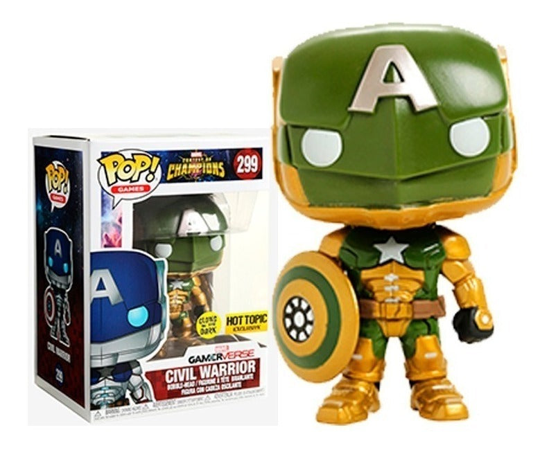 Funko POP! Marvel GamerVerse Contest of Champions Civil Warrior Hot Topic GITD #299 + Protector!