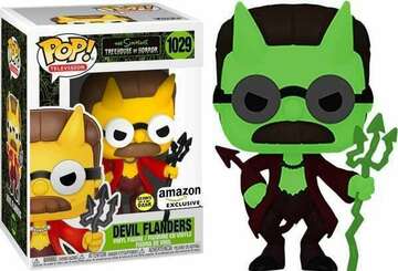 Funko Pop! The Simpsons Treehouse of Horror - Devil Flanders 1029 Glow in The Dark Amazon Exclusive + PoP Protector