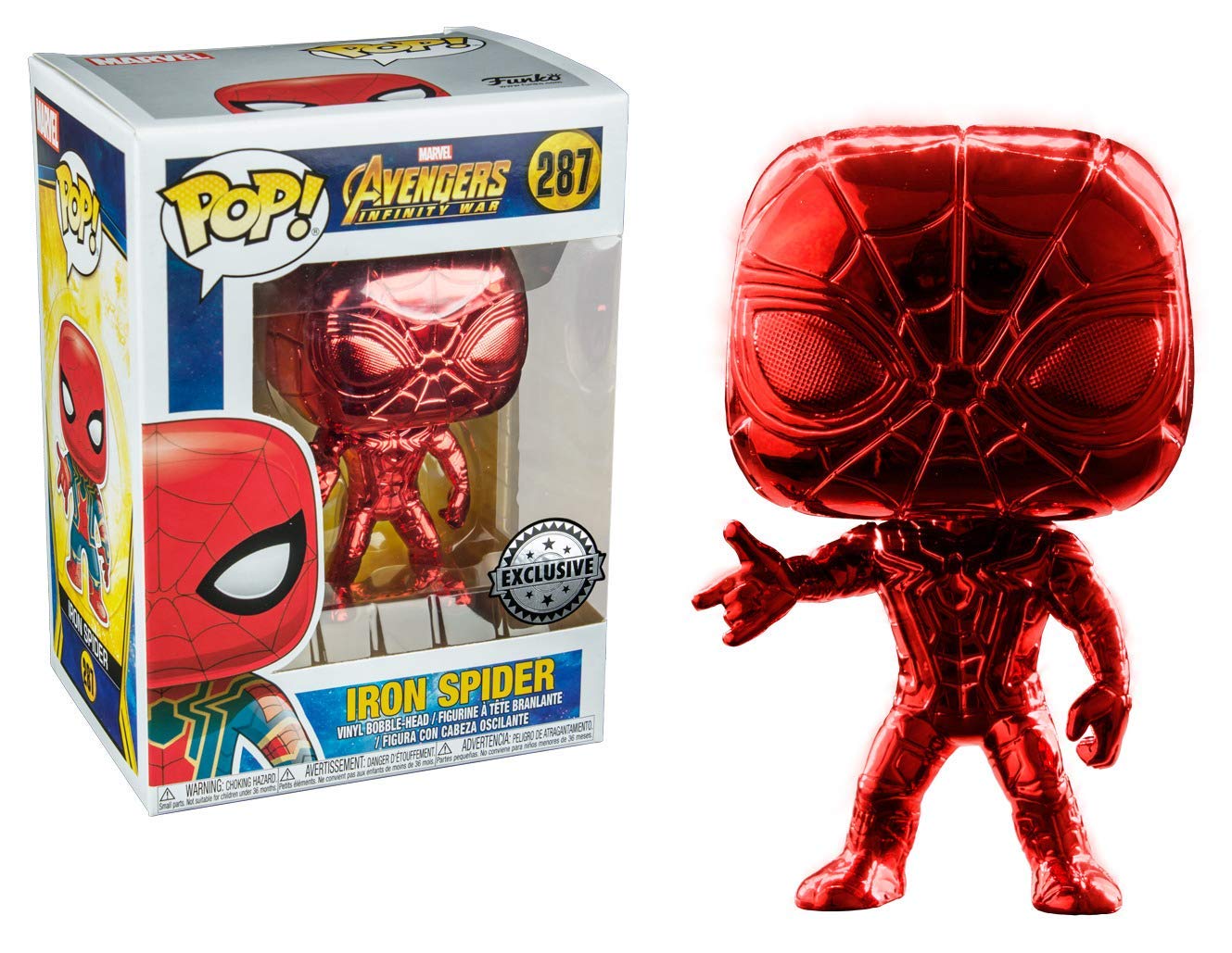 Funko Pop! Marvel Avengers Infinity War : Iron Spider 287 Red Chrome Exclusive Figure + Pop Protector