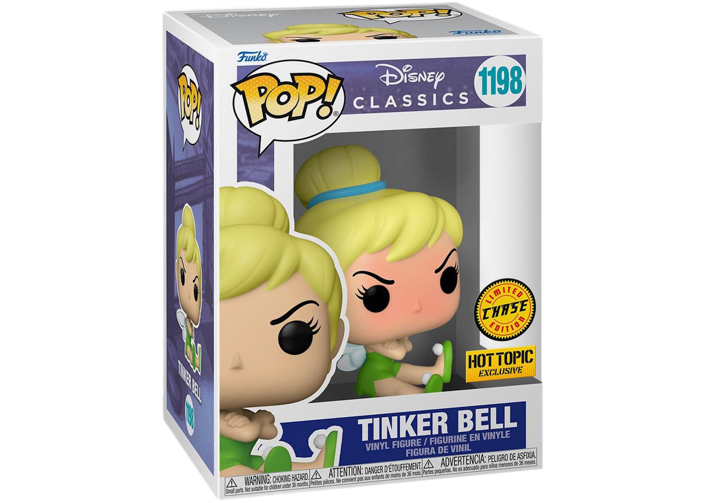 Funko Pop! Disney Classics Tinker Bell 1198 CHASE Hot Topic Exclusive + Free Protector