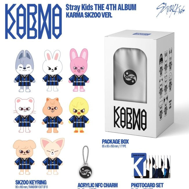 STRAY KIDS - The 4th Album : KARMA (SKZOO VER.) (8 VERSIONS) RANDOM BLIND BOX VER.