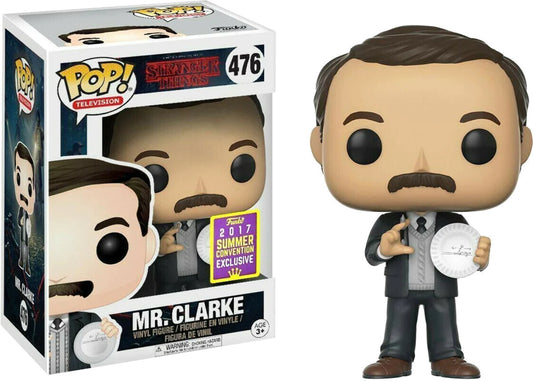 Funko Pop! Netflix Stranger Things Mr. Clarke 476 Funko 2017 Summer Convention Exclusive (VAULTED) (box ware) + Free Protector