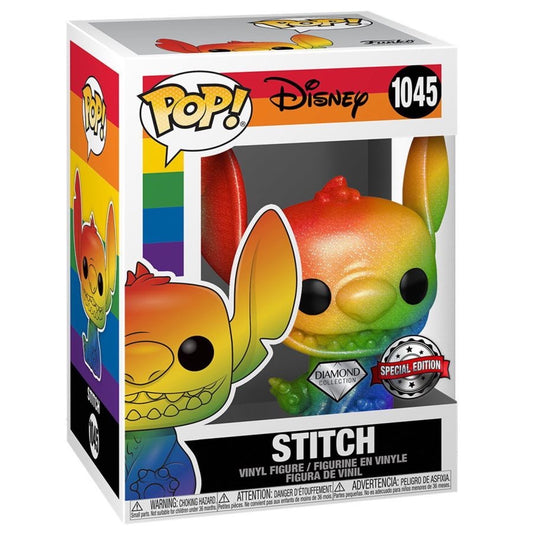 Funko Pop! Rainbow Disney Stitch 1045 Diamond Collection Special Edition + Free Protector (SHELF WEAR)