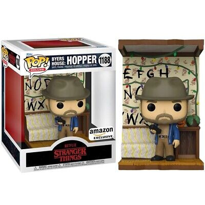 Funko Pop! Netflix Stranger Things Byers House: Hopper 1188 Amazon Exclusive Deluxe 6-Inch Build Scene Figure
