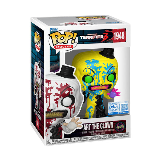 Funko Pop! Terrifier 3 - Art The Clown Glow CHASE Funko Special Edition Blacklight 1948 Figure + Pop Protector
