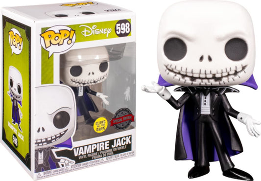 Funko Pop! Disney The Nightmare Before Christmas Vampire Jack 598 Glows in the Dark Special Edition + Free Protector