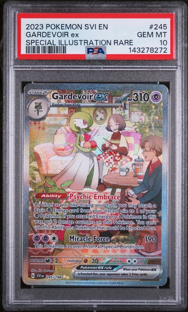 Pokemon TCG! 2023 POKEMON SVI EN-SCARLET & VIOLET #245 GARDEVOIR ex SPECIAL ILLUSTRATION RARE PSA 01