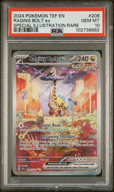 Pokemon TCG!2024 POKEMON TEF EN-TEMPORAL FORCES #208 RAGING BOLT ex SPECIAL ILLUSTRATION RARE PSA 10