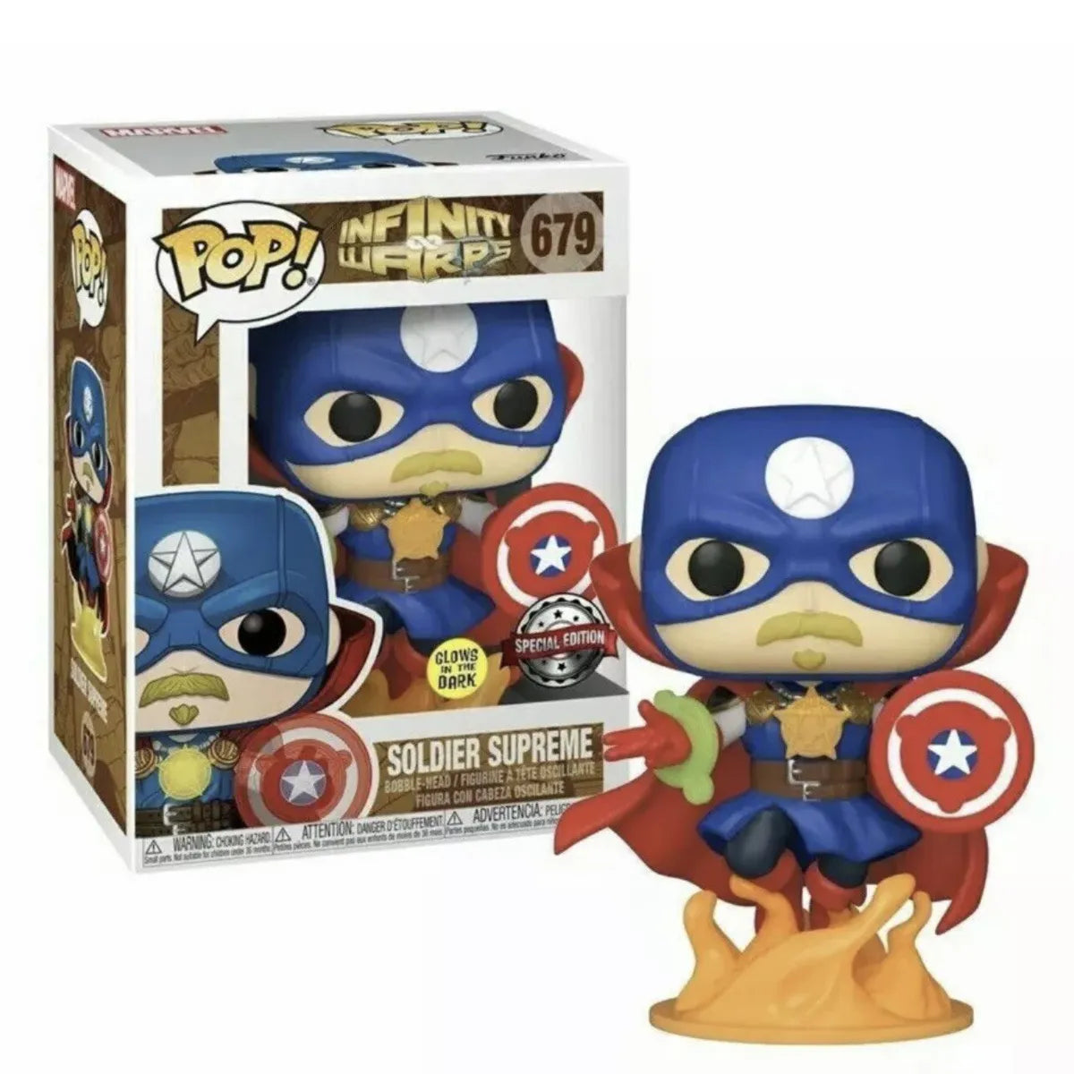 Funko Pop! Infinity Warps Soldier Supreme 679 Glows in the Dark Special Edition + Free Protector