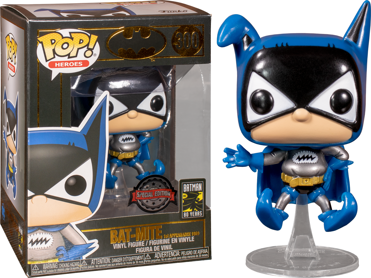 Funko Pop! DC Batman 80 Years: 300 Bat-Mite 1st Appearance (Metallic) 1959 Special Edition (VAULTED) + Free Protector