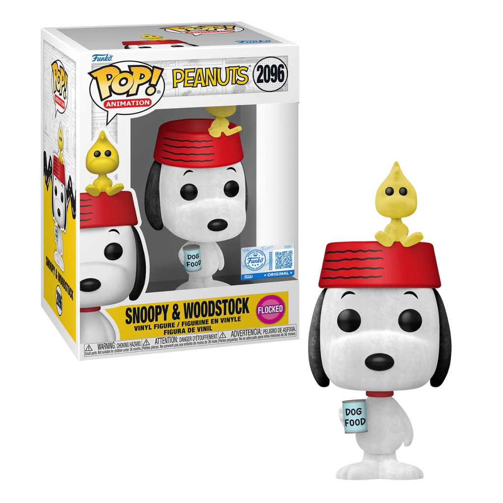 Funko Pop! Peanuts - Snoopy & Woodstock 2096 Flocked Funko Special Edition Figure + Pop Protector