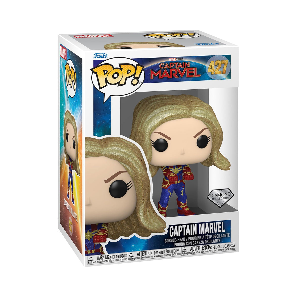 Funko Pop! Marvel Studios Captain Marvel 427 Diamond Collection + Free Protector