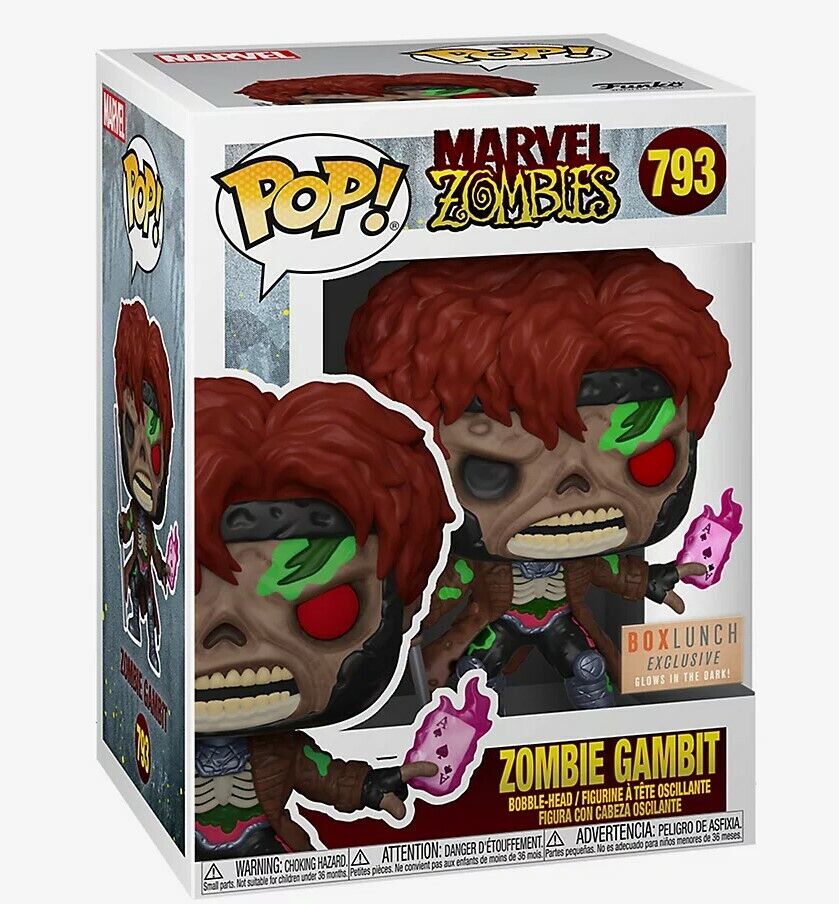 Funko Pop! Marvel Zombies : Zombie Gambit 793 BoxLunch Exclusive + Free Protector