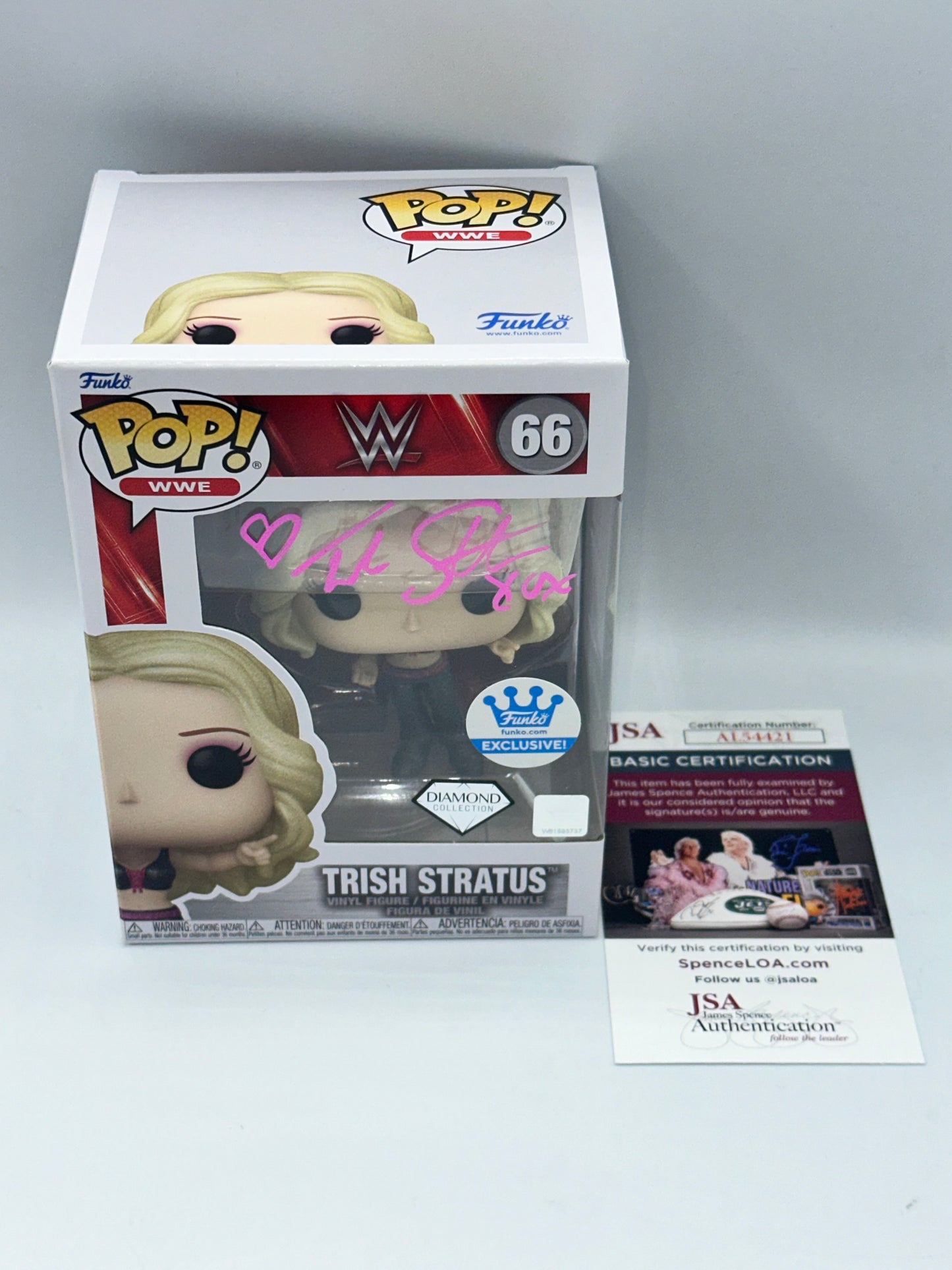 Funko Pop! WWE Trish Stratus 66 Signed by Trish Stratus JSA Certified Diamond Funko Shop Exclusive + Free Protector