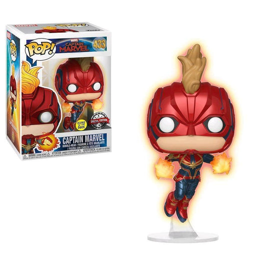 Funko Pop! Marvel: Captain Marvel (Flying) 433 Glows in the Dark Special Edition (VAULTED) + Free Protector