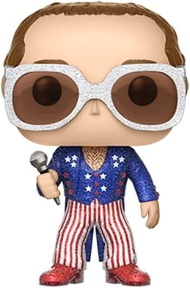 Funko Pop! Elton John (Red, White, & Blue) 63 Figure + Pop Protector (NON GLITTER AND NO STICKERS)