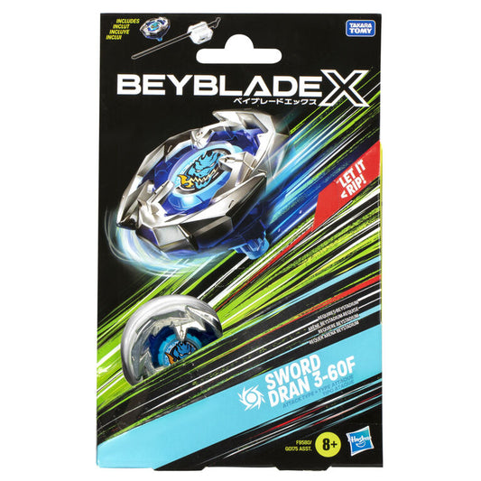 Beyblade X Sword Dran 3-60F Starter Pack Set with Attack Type Right-Spinning Top and Launcher; Battling Top Toys
