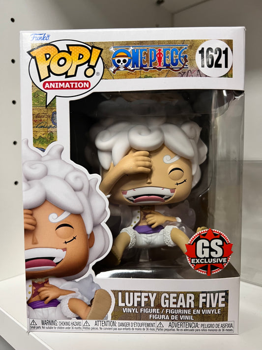 1621 POP! One Piece Laughing Luffy Gear Five GameStop Exclusive! + Pop Protector