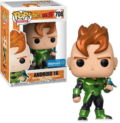 Funko Pop! Dragon Ball Z : Android 16 708 Walmart Exclusive (Metallic) (VAULTED) + Pop Protector