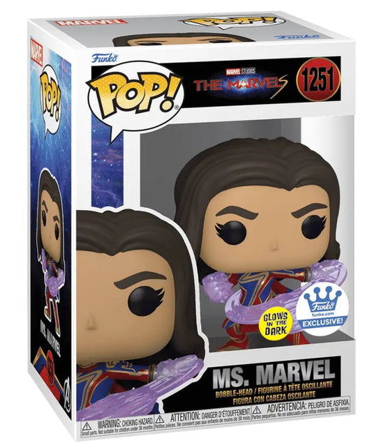 Funko Pop! Marvel Studios - The Marvels : Ms. Marvel 1251 Glows in the Dark Funko Shop Exclusive + Free Protector