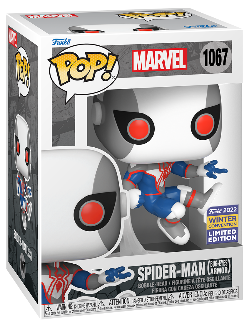 1067 Funko Pop! Marvel Spider-Man (Bug-Eyes Armor) Funko 2022 Winter Convention Exclusive + PROTECTOR!