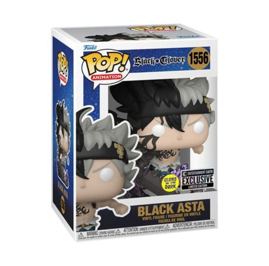 Funko Pop! Black Clover - Black Asta 1556 Glows in the Dark Entertainment Earth Exclusive + Free Protector