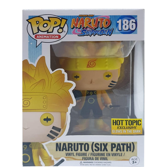 Funko POP! Animation: Naruto Shippuden #186 - Naruto (SIX Path) Hot Topic GITD Rare Glows in the Dark Sticker + Protector!