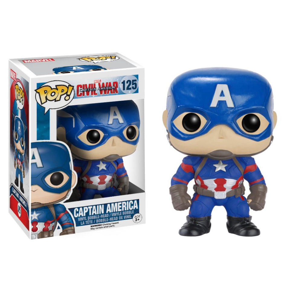 Funko Pop! Marvel Captain America Civil War #125 - Captain America (slight box of ware) + PROTECTOR !