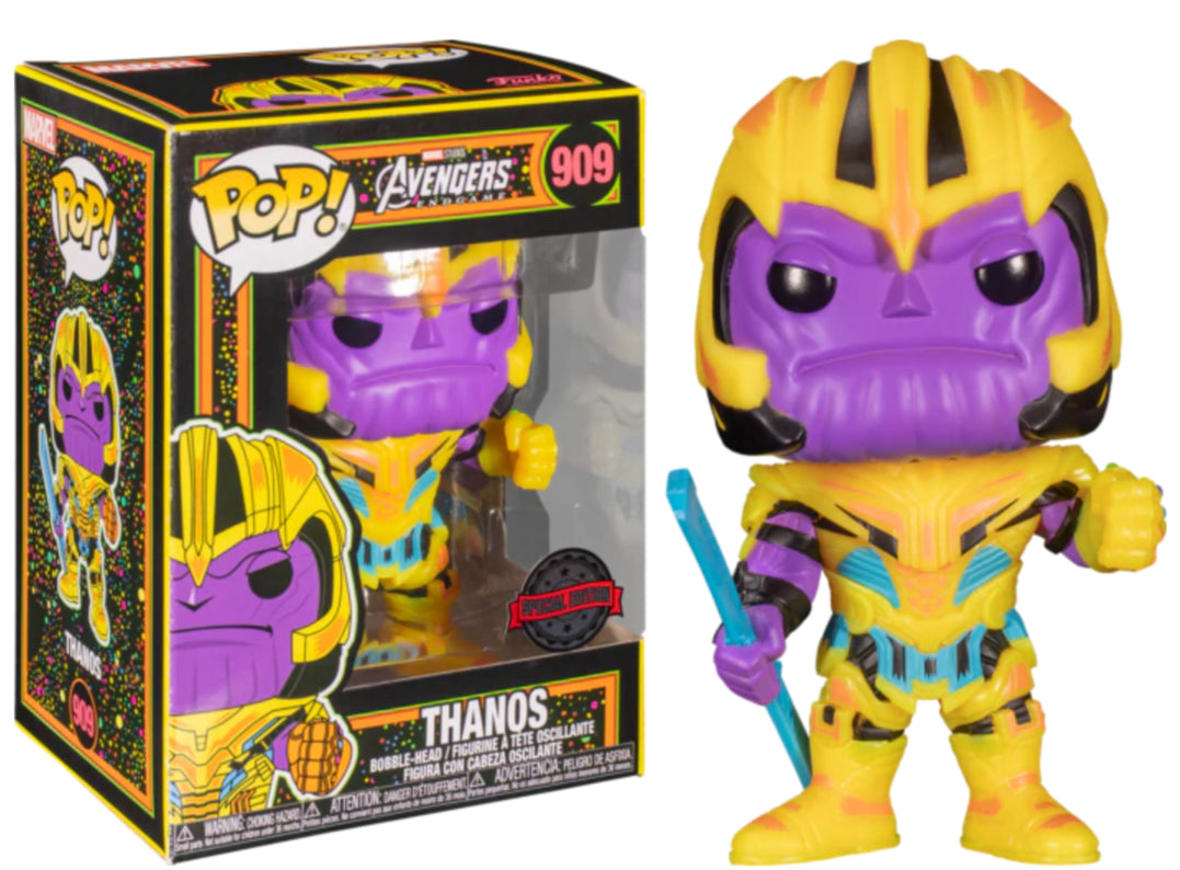 Funko POP! Marvel Studios Avengers Endgame - Thanos 909 Blacklight Special Edition + PROTECTOR!