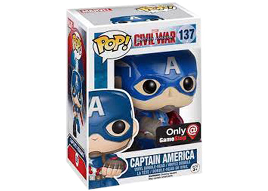 Funko POP! Marvel Civil War #137 - Captain America gamestop exclusive + PROTECTOR!