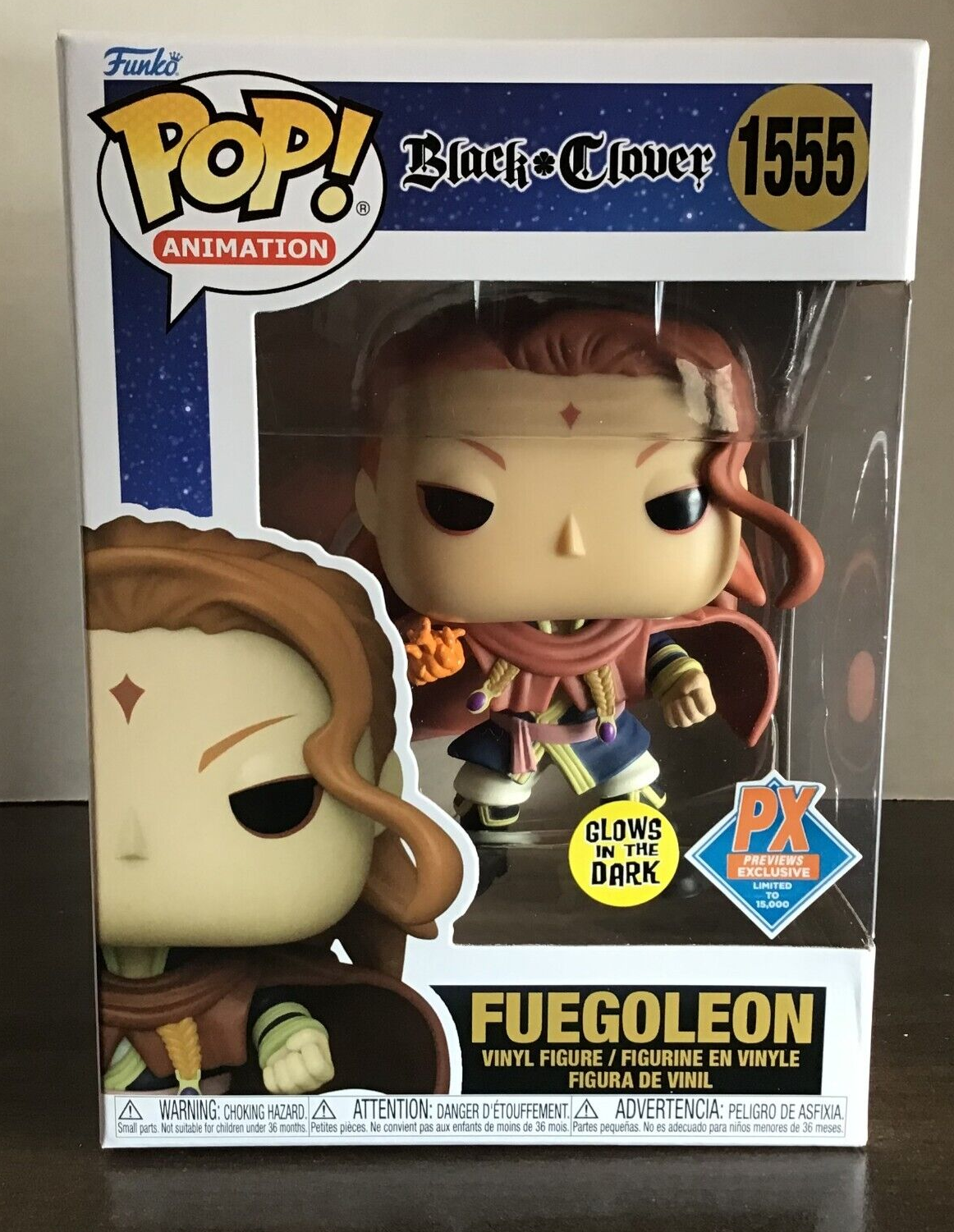 Funko POP! Black Clover Fuegoleon 1555 GITD PX Previews + Pop PROTECTOR