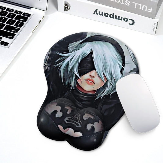Nier: Automata YoRHa No.2 Type B 2B 3D Hip Soft Mouse Pads with Wrist Rest Gaming Mousepad Mat Gift