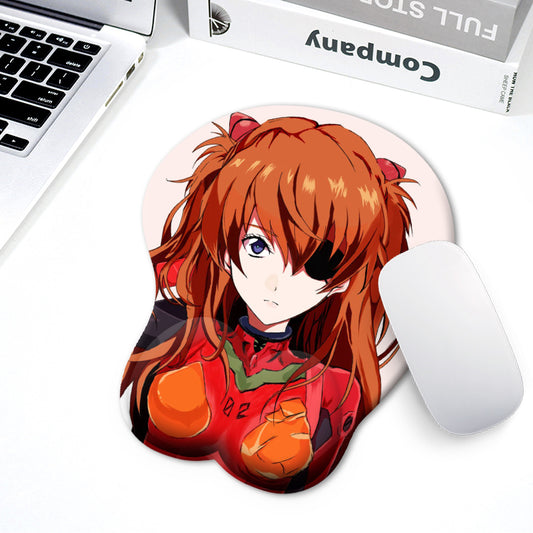 Asuka Langley Soryu NEON Genesis Evangelion Anime Mouse Pad with Wrist Rest Support Soft Silicone Ergonomic 3D Mouse Pad Gaming Mousepad 2Way Skin