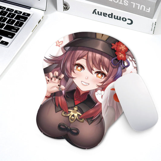 Genshin Impact Hu Tao Cosplay Cute Wrist Rest silicon Mouse Pad Mat 3D Mousepad