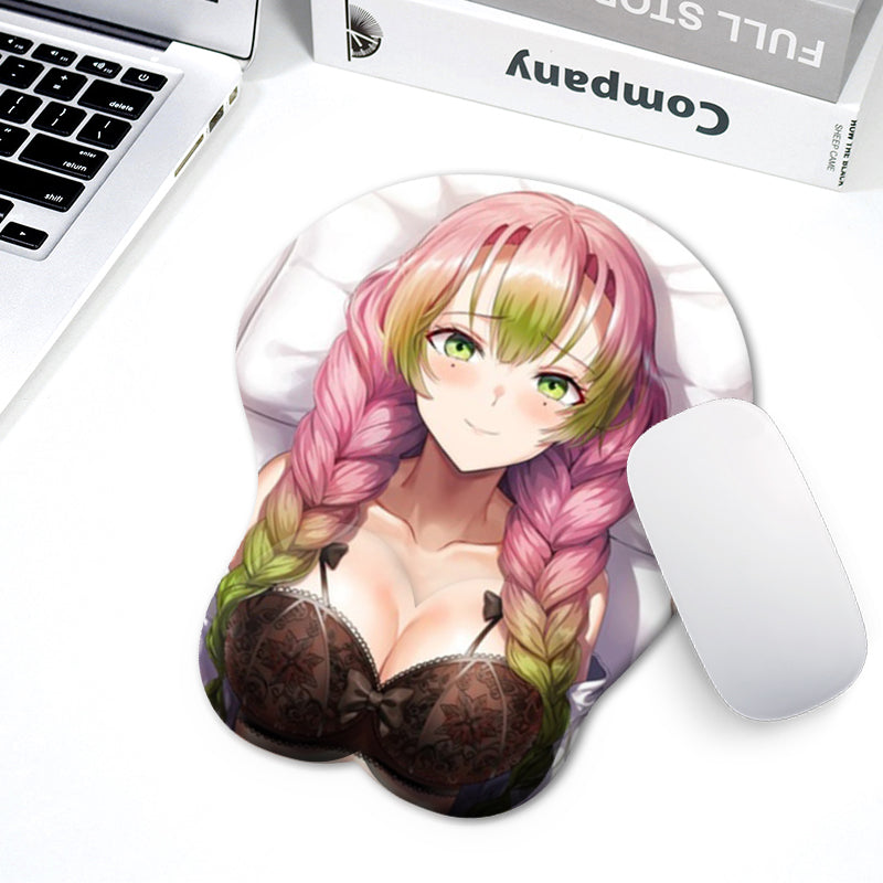 Mitsuri Kanroji 3D Mouse Pad Hand Wrist Rest Mousepad Silicone Breast Oppai Soft Mouse Mat Office Work Otaku Gift
