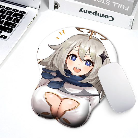 Paimon - Genshin Impact 3D Mouse Pad Hand Wrist Rest Mousepad Silicone Breast Oppai Soft Mouse Mat Office Work Otaku Gift