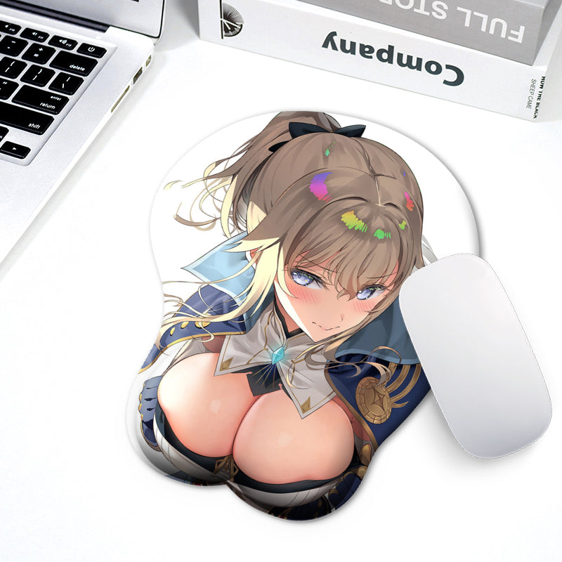 Jean Genshin Impact Game 3D Mouse Pad Hand Wrist Rest Mousepad Silicone Breast Oppai Soft Mouse Mat Office Work Otaku Gift